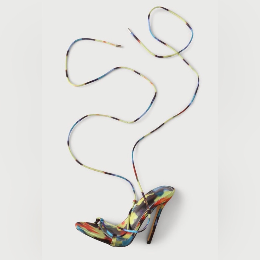 Lulus Smooth Satin Multicolored Heels - Picture 3 of 5